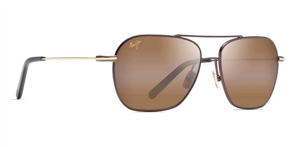 NEW MAUI JIM unisex - mano sunglasses in dark brown with gold stripe/hcl bronze